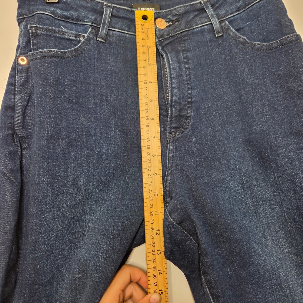 Express Curvy Skinny High Rise Jeans Dark Wash Blue Womens 12R Denim - Picture 6 of 8